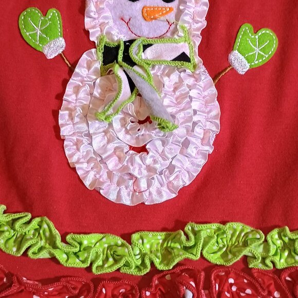 Rare Editions / 2 Pc Outfit / Girls / 6–9 Months / Christmas Snowman / Red Green - Picture 4 of 9